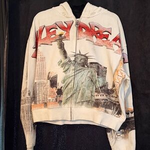 Statue of Liberty Graphic Zip-Up Hoodie